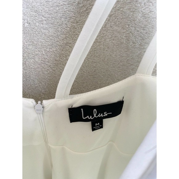 Lulu's cream color v-neck back and front strappy sleeveless dress size Medium - Picture 2 of 8